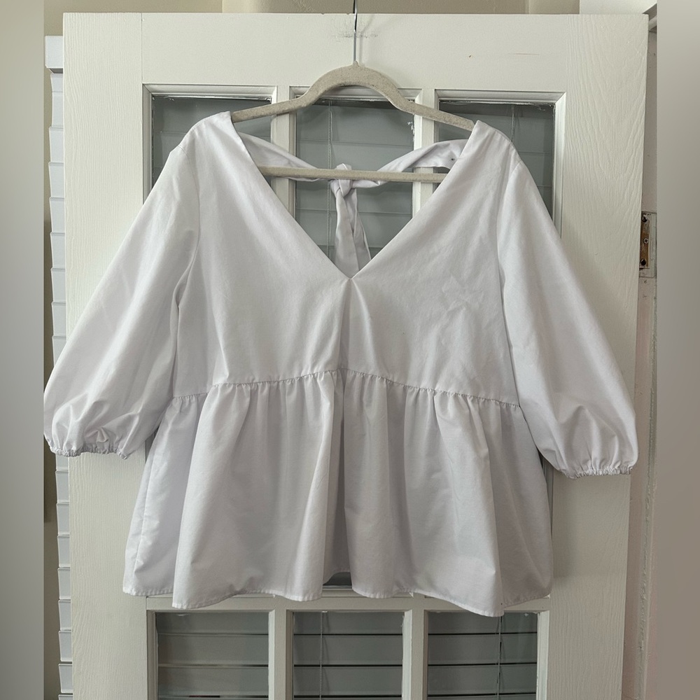 Asos Women’s 8 Design Tiered White Smock 3/4 Puff Sleeve Blouse | SKU 0458